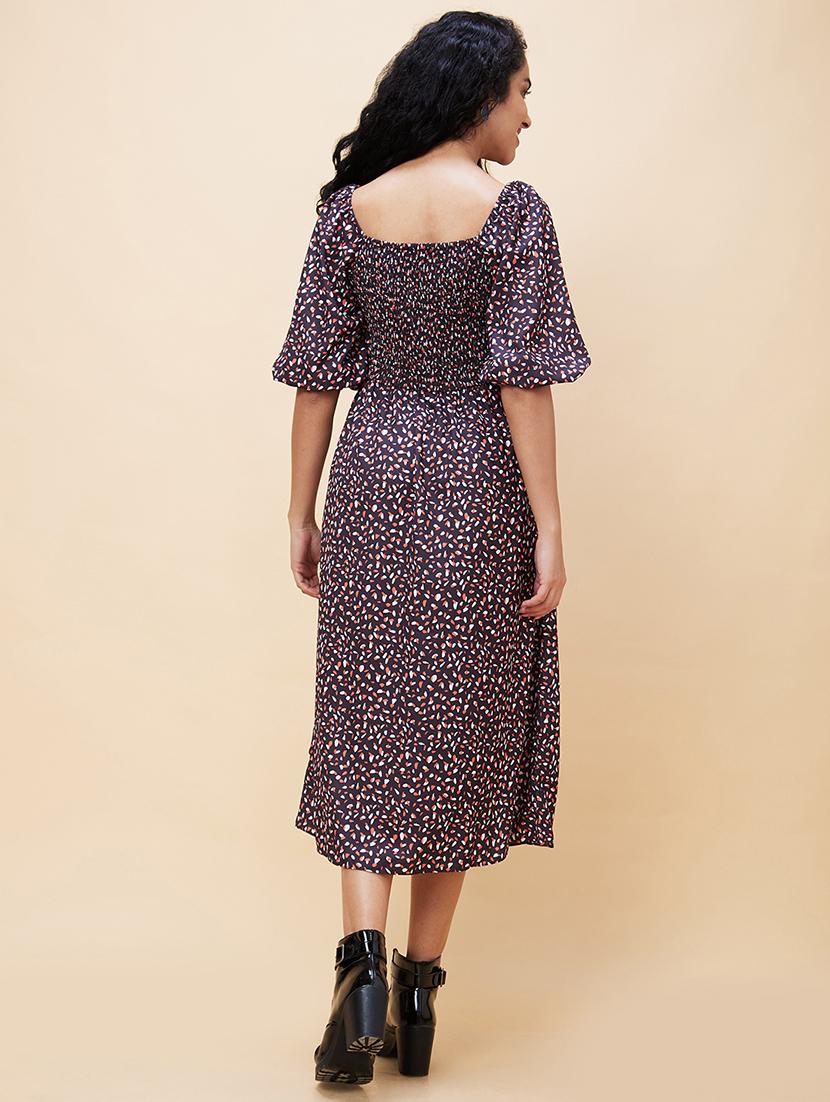 women black polyester fit & flare dress - 20301529 - Standard Image - 3