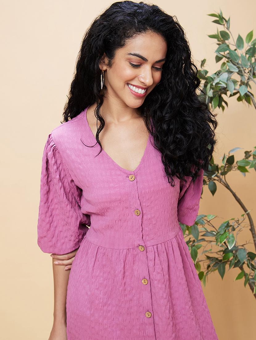 women purple polyester a-line dress - 20301532 - Standard Image - 5