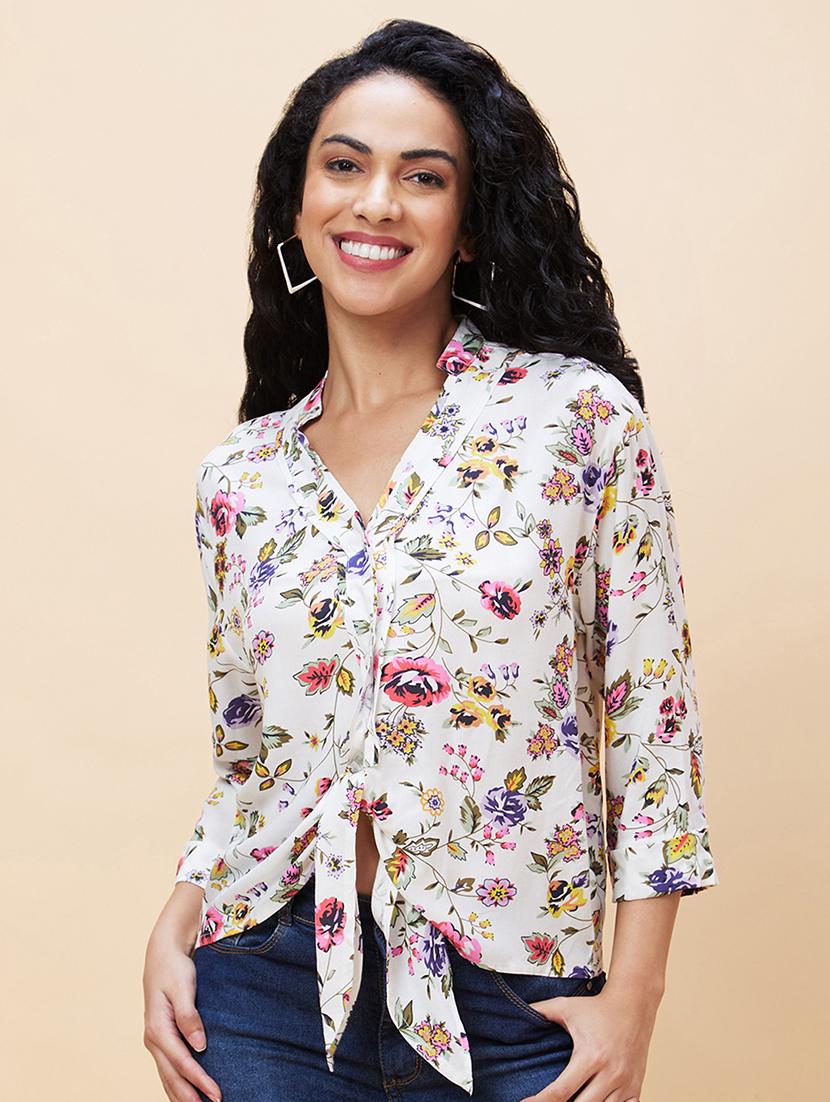 women white viscose regular top - 20301547 -  Zoom Image - 0