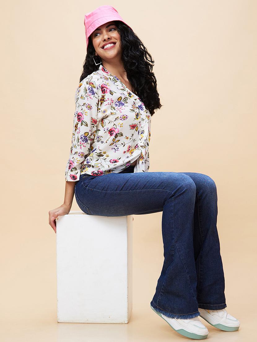 women white viscose regular top - 20301547 - Standard Image - 3
