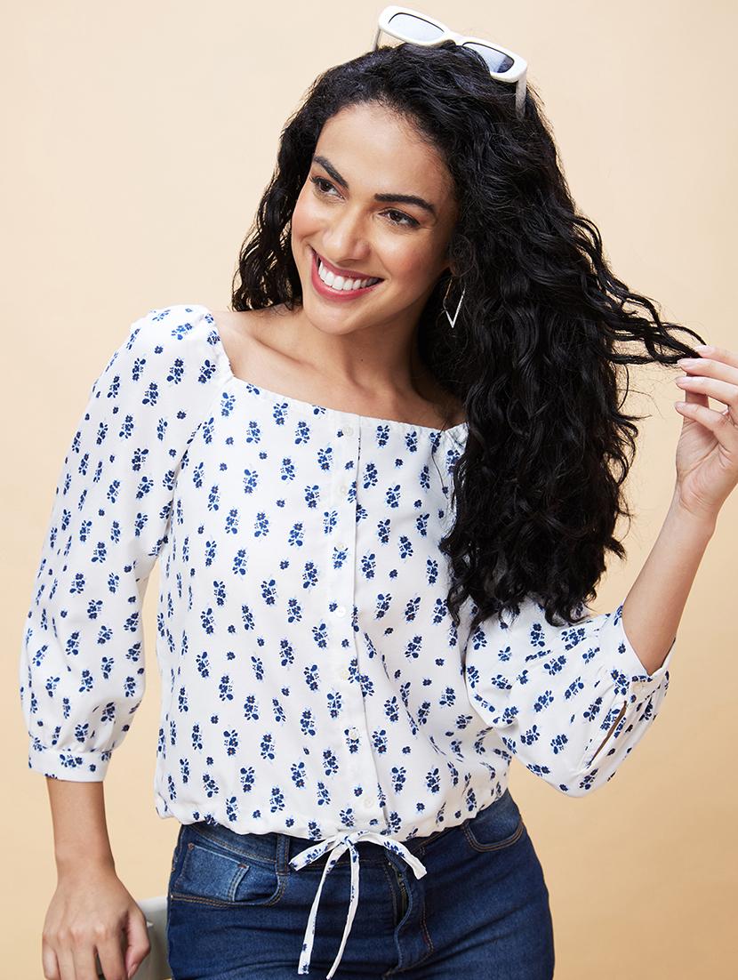 women white viscose regular top - 20301549 - Standard Image - 3
