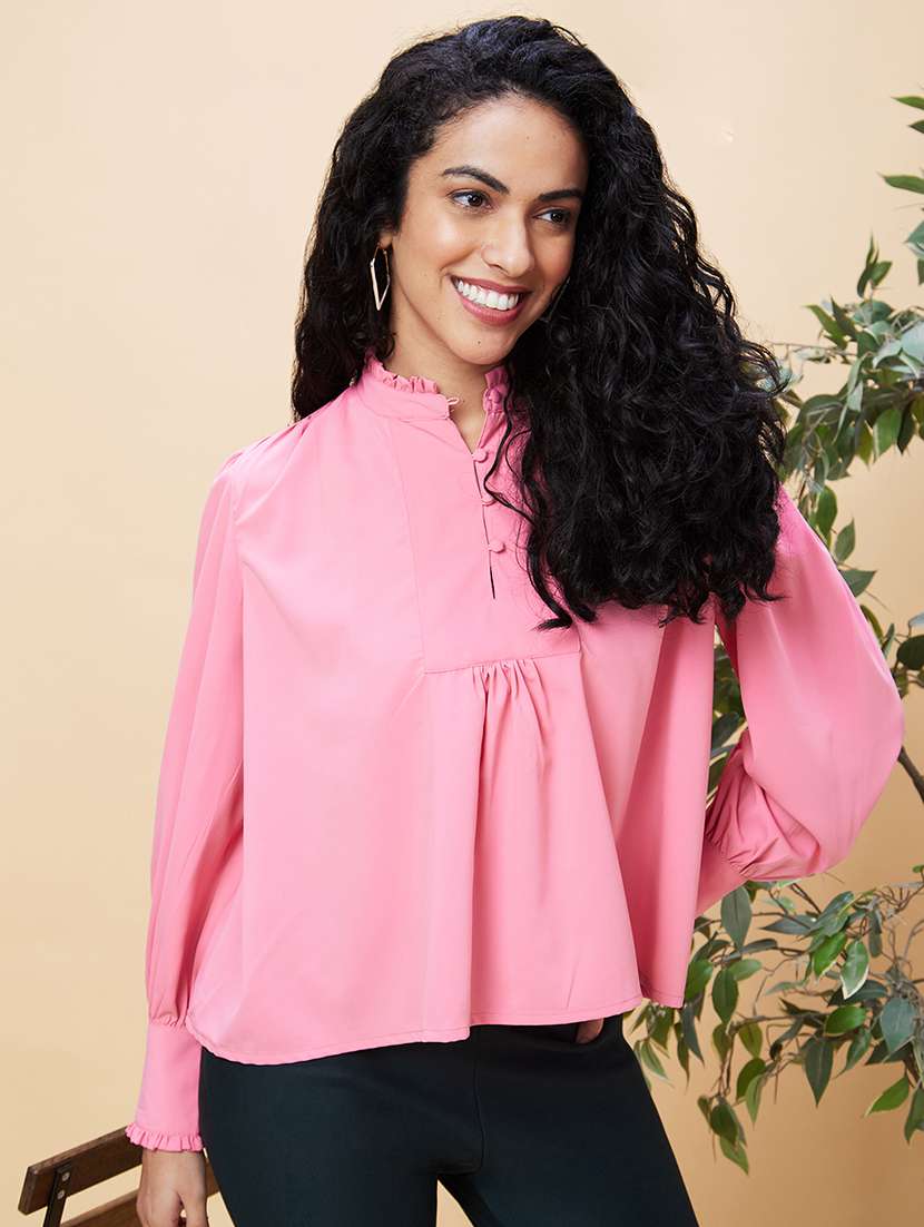 women pink polyester regular top - 20301551 -  Standard Image - 3