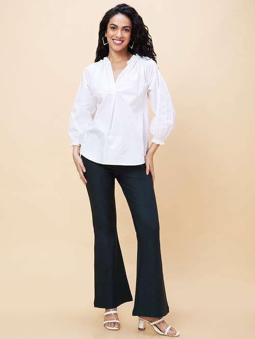 women white cotton regular top - 20301552 - Standard Image - 0