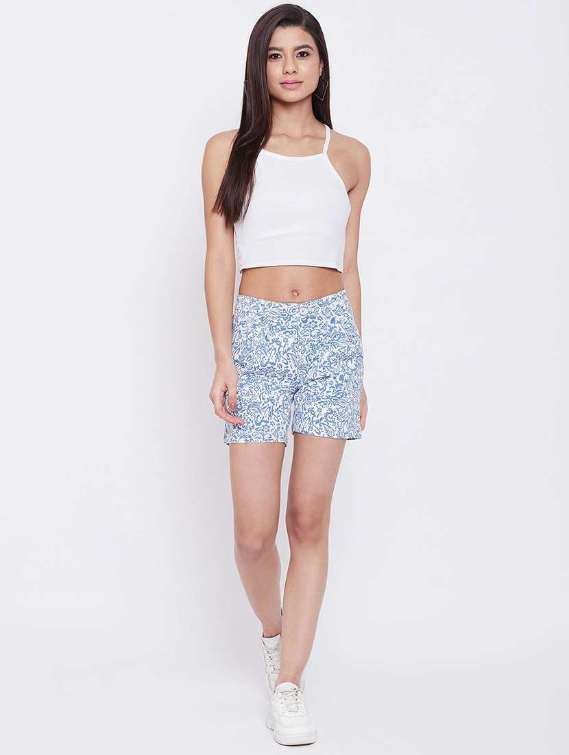 white paisley tailored shorts - 20301892 -  Standard Image - 3
