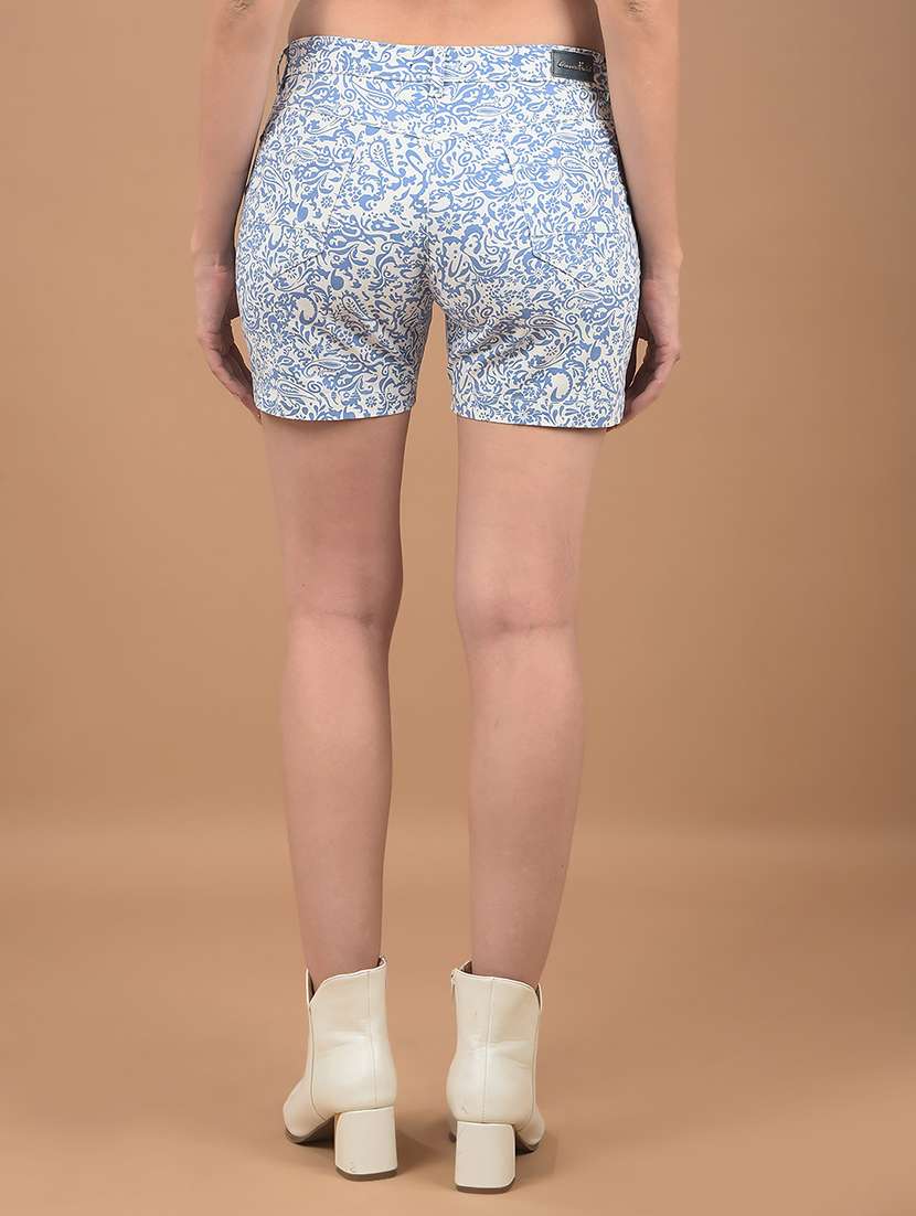 white paisley tailored shorts - 20301893 -  Standard Image - 3