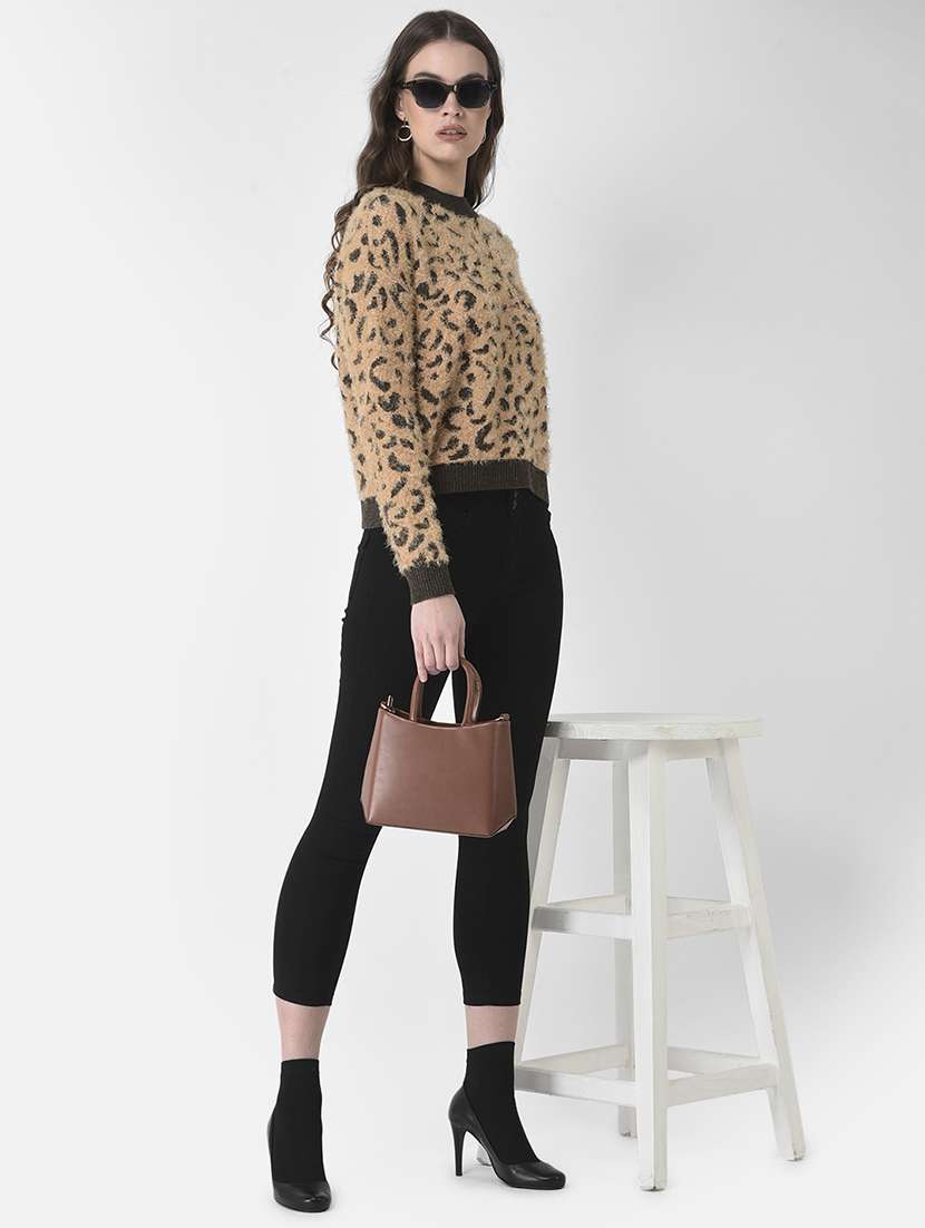 brown animal pattern pullover - 20301948 -  Standard Image - 3