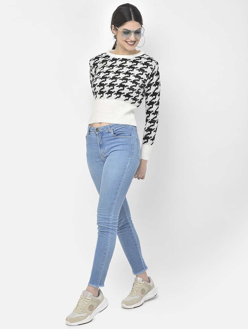 white houndstooth pullover - 20301950 -  Standard Image - 3