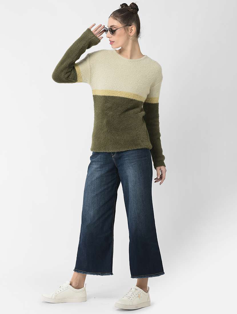crew neck color block pullover - 20301958 -  Standard Image - 3