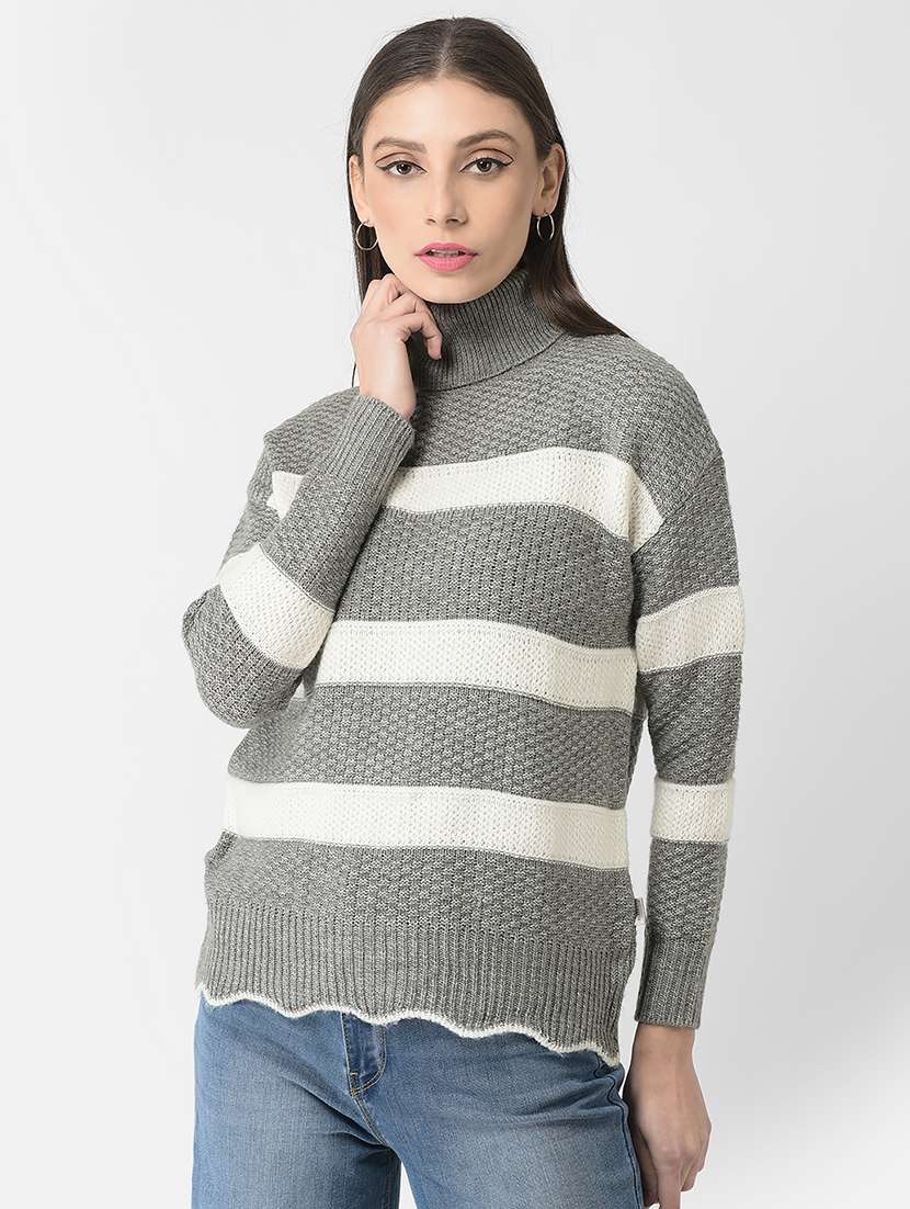 grey color block pullover