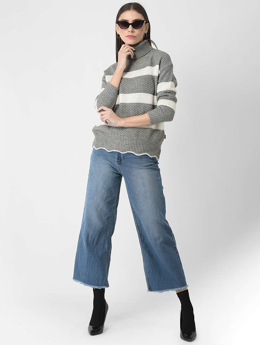 grey color block pullover - 20301959 -  Standard Image - 3