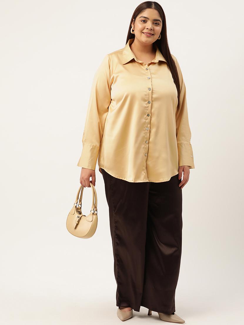 women plus size solid long sleeve shirt - 20302532 - Standard Image - 3