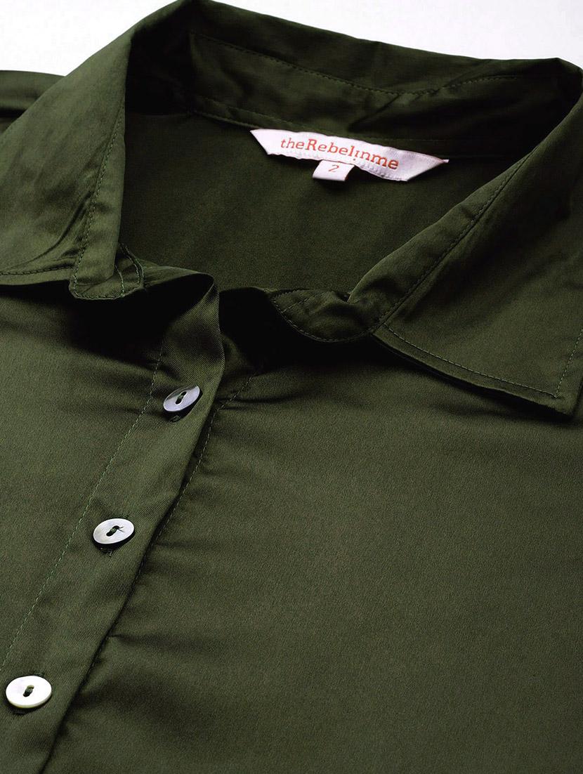 olive satin plus shirt - 20302536 - Standard Image - 5