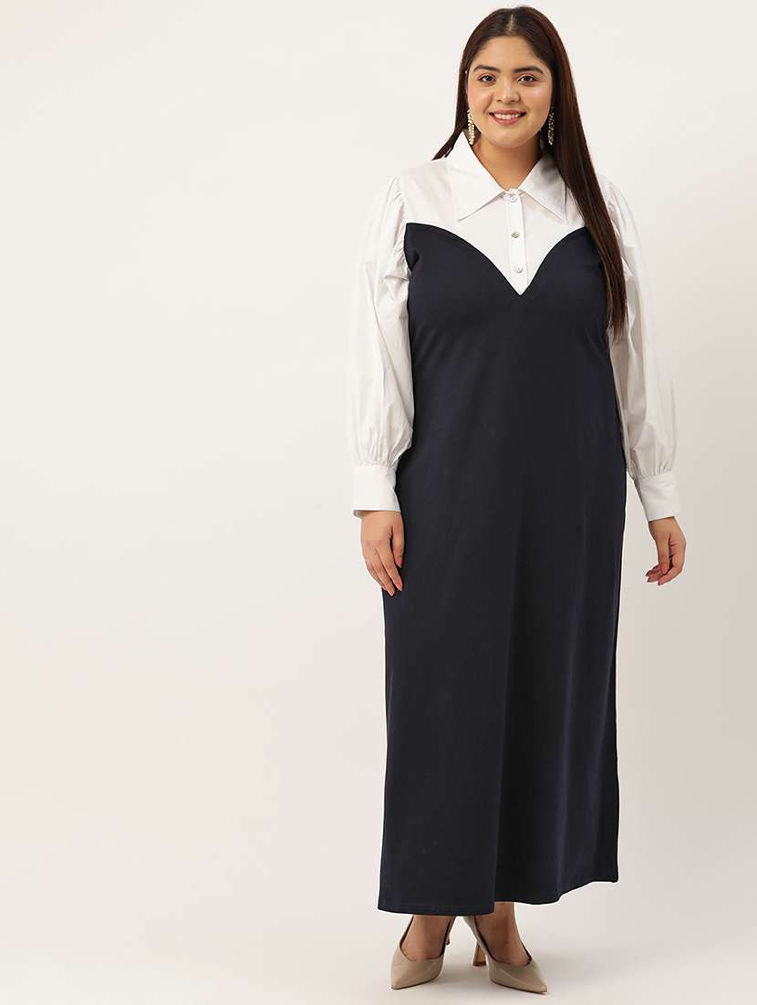 navy blue cotton plus dress