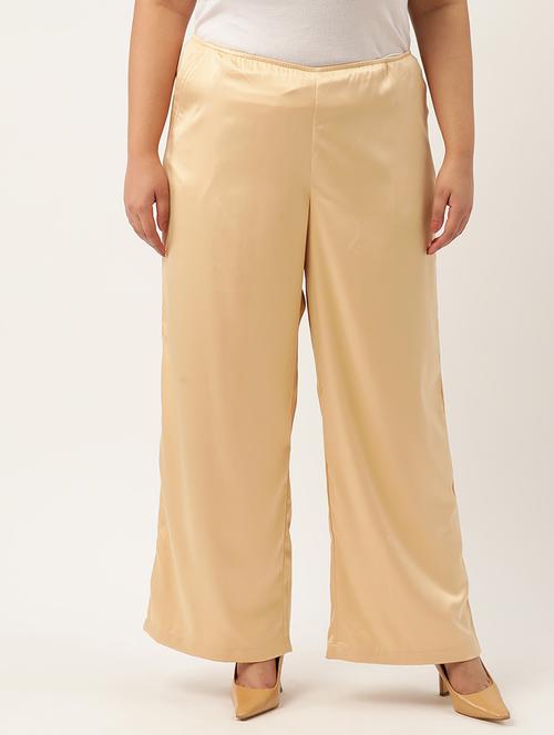 beige linen relaxed fit palazzo - 20302752 - Standard Image - 0