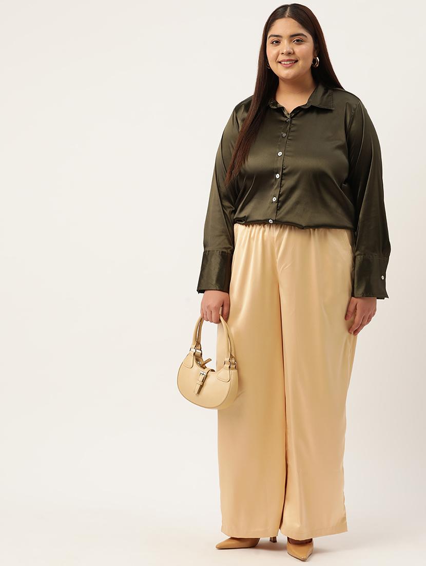 beige linen relaxed fit palazzo - 20302752 - Standard Image - 3