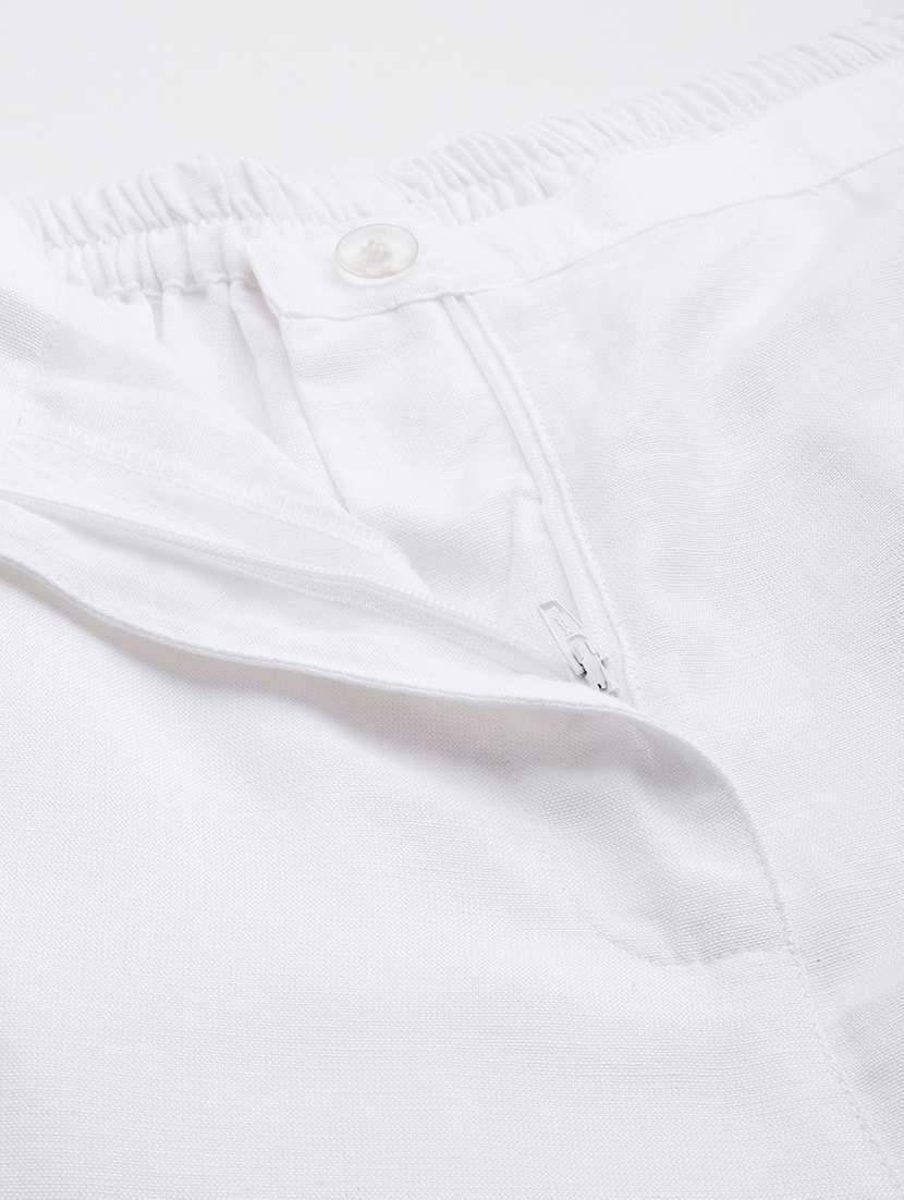 white linen flat front trousers  - 20302758 -  Standard Image - 5