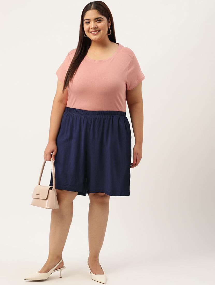 navy blue solid knee length short - 20302776 - Standard Image - 3