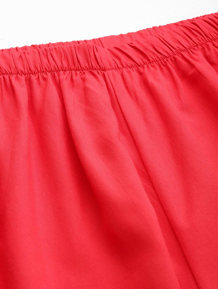red solid knee length short - 20302781 - Standard Image - 5
