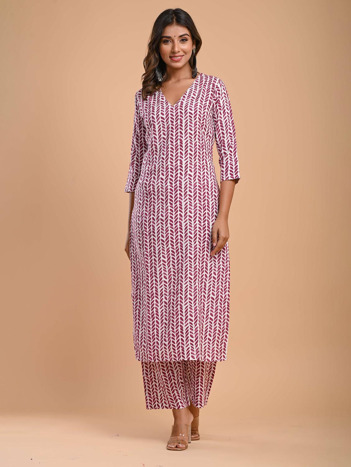 purple colored kurta palazzo set - 20302810 - Zoom Image - 0