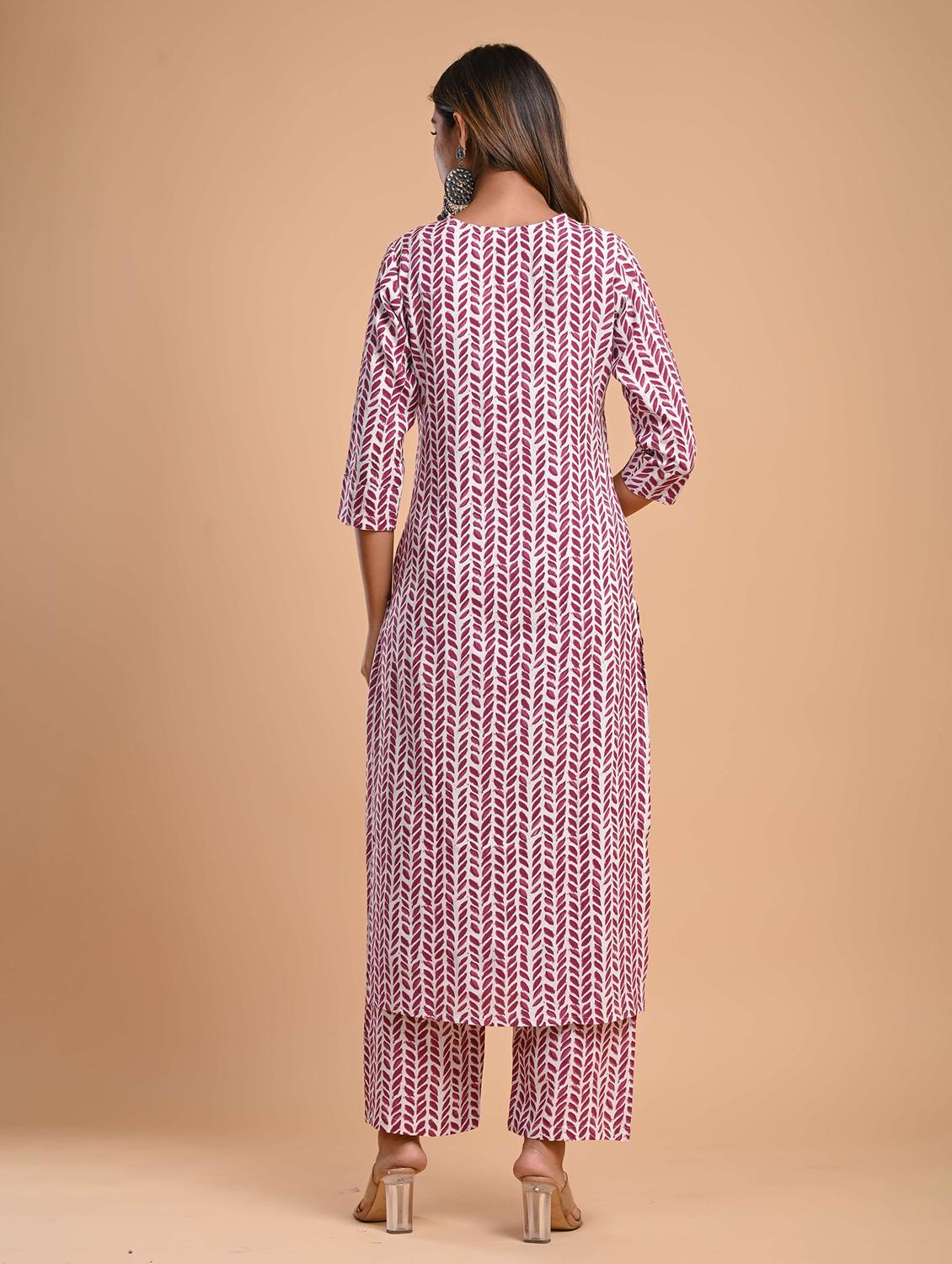 purple colored kurta palazzo set - 20302810 - Standard Image - 3