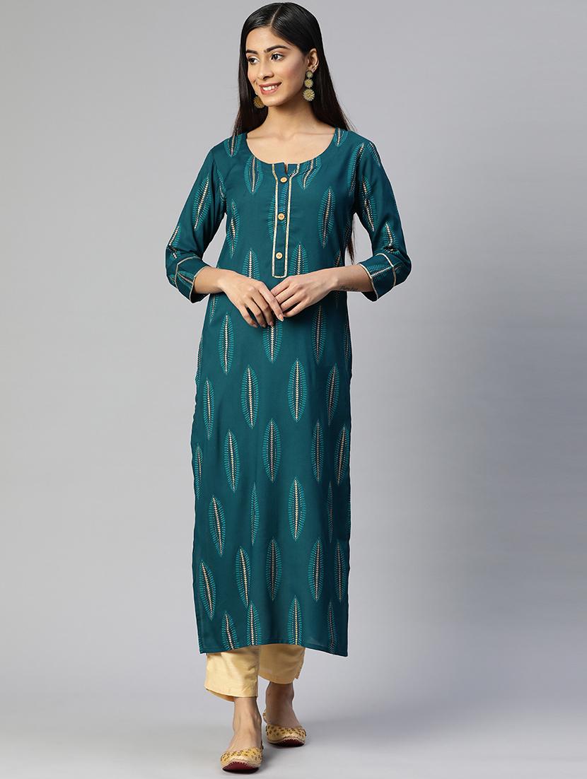 women tropical print straight kurta - 20302857 -  Zoom Image - 0