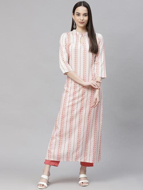white colored straight kurta - 20302872 - Standard Image - 0
