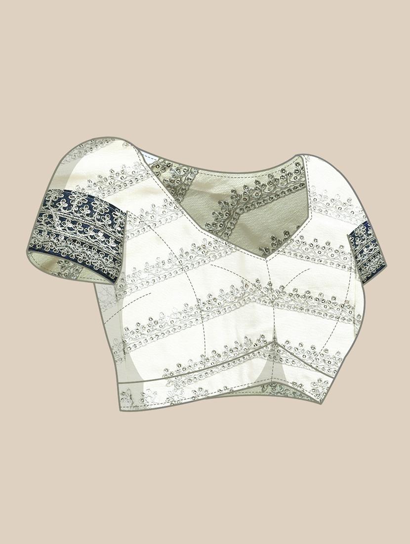 soft georgette saree with silver embroidered border - 20303103 - Standard Image - 3