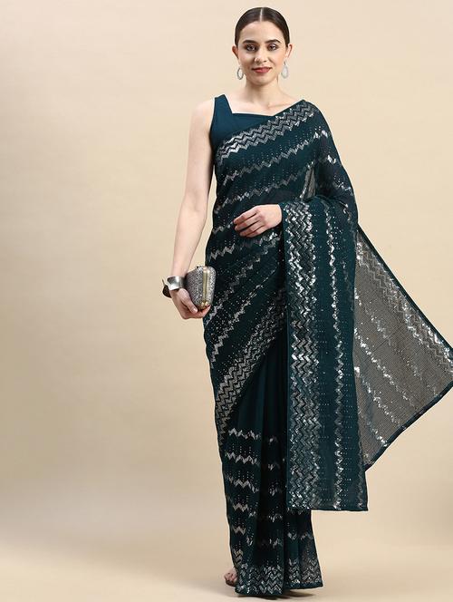 women's green colored saree with blouse - 20303121 - Standard Image - 0