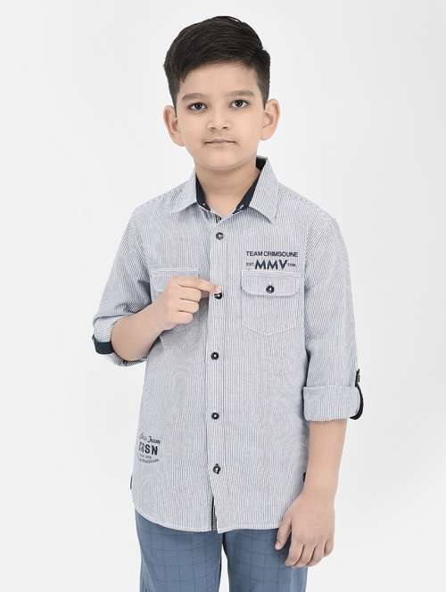 kids light blue striped long sleeves shirt - 20304007 -  Standard Image - 0