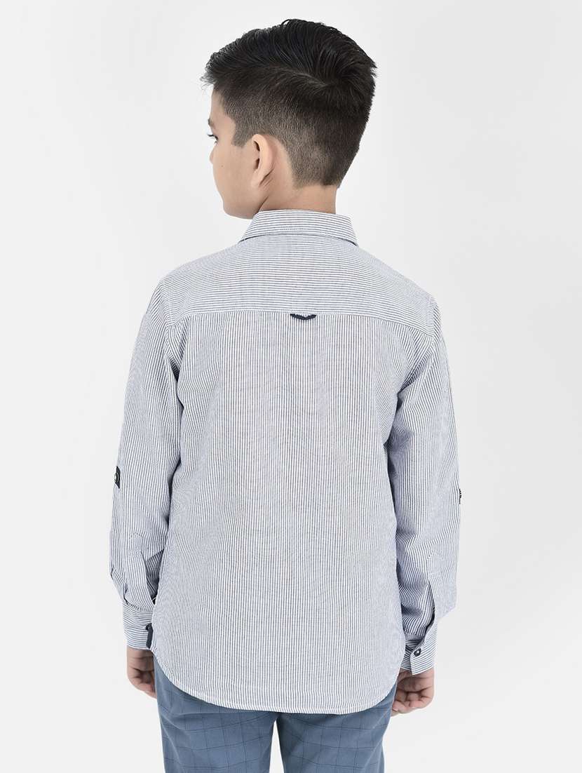 kids light blue striped long sleeves shirt - 20304007 - Standard Image - 3