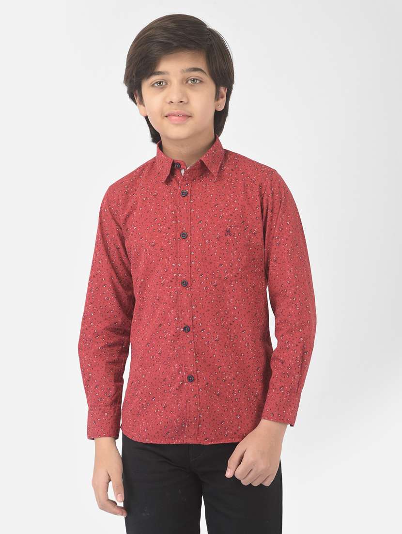 boys red micro print shirt