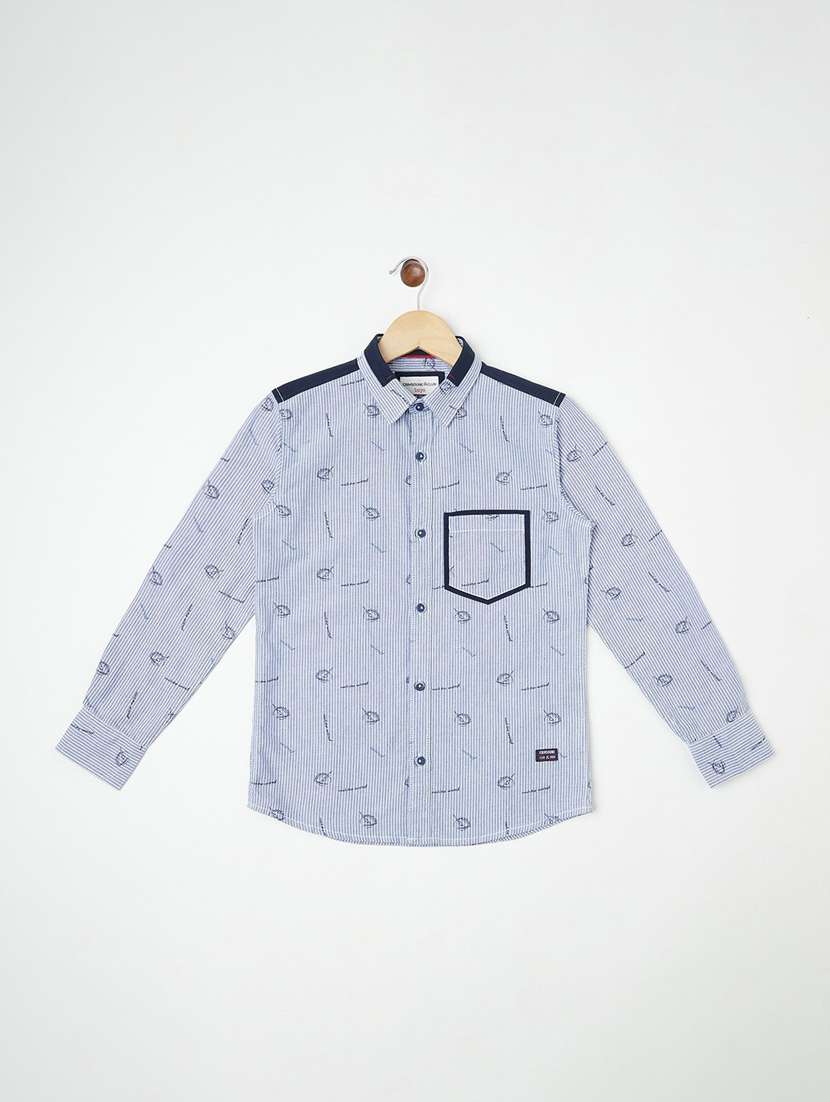 boys light blue striped 100% cotton shirt