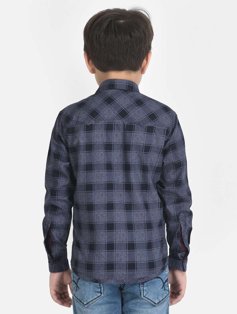 boy blue checkered print long sleeves shirt - 20304052 -  Standard Image - 3