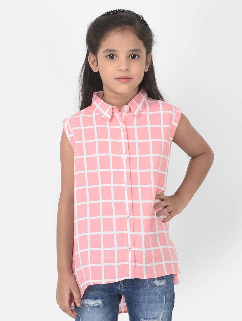 pink checkered cotton shirt 
