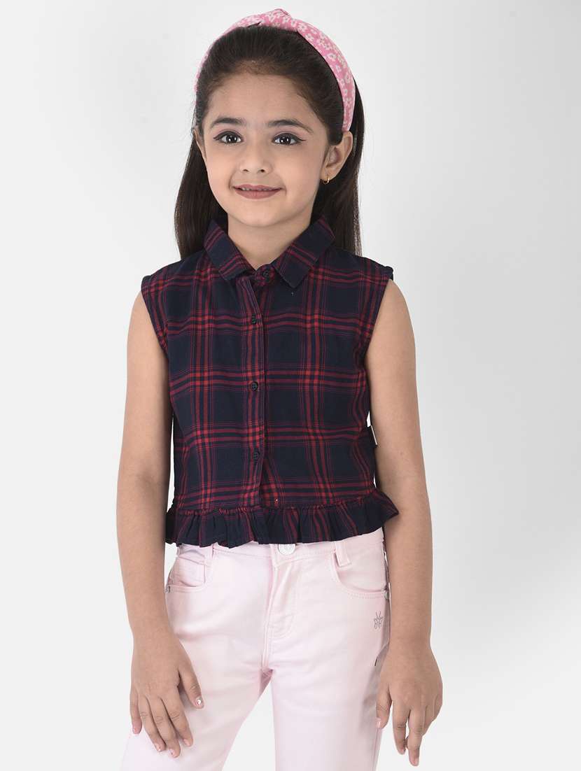 girls check cotton shirt 