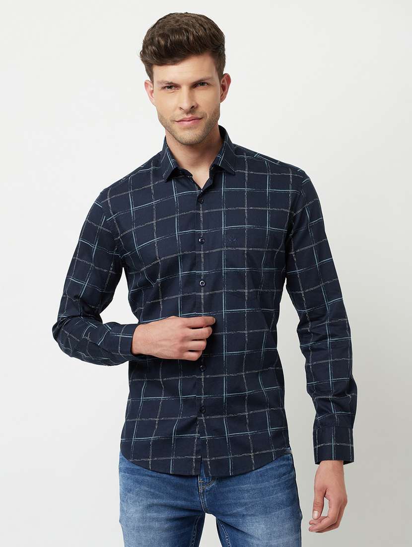 blue checkered regular shirt