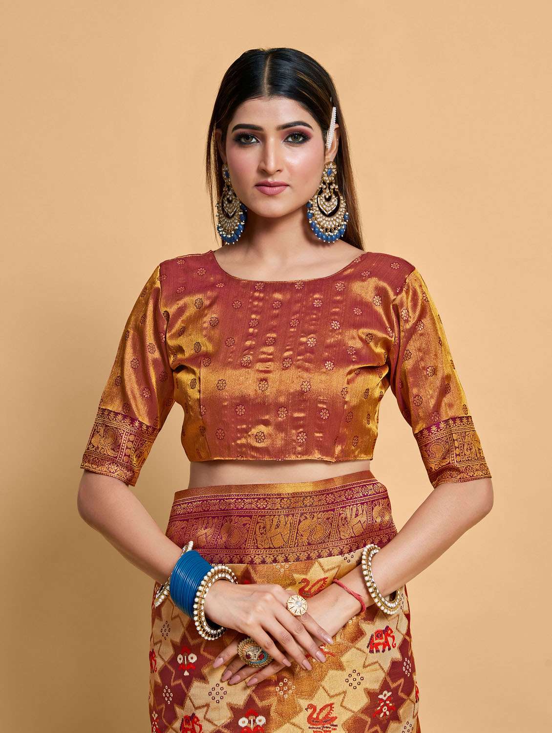 women's self design cream colored saree with blouse - 20305077 -  Standard Image - 3