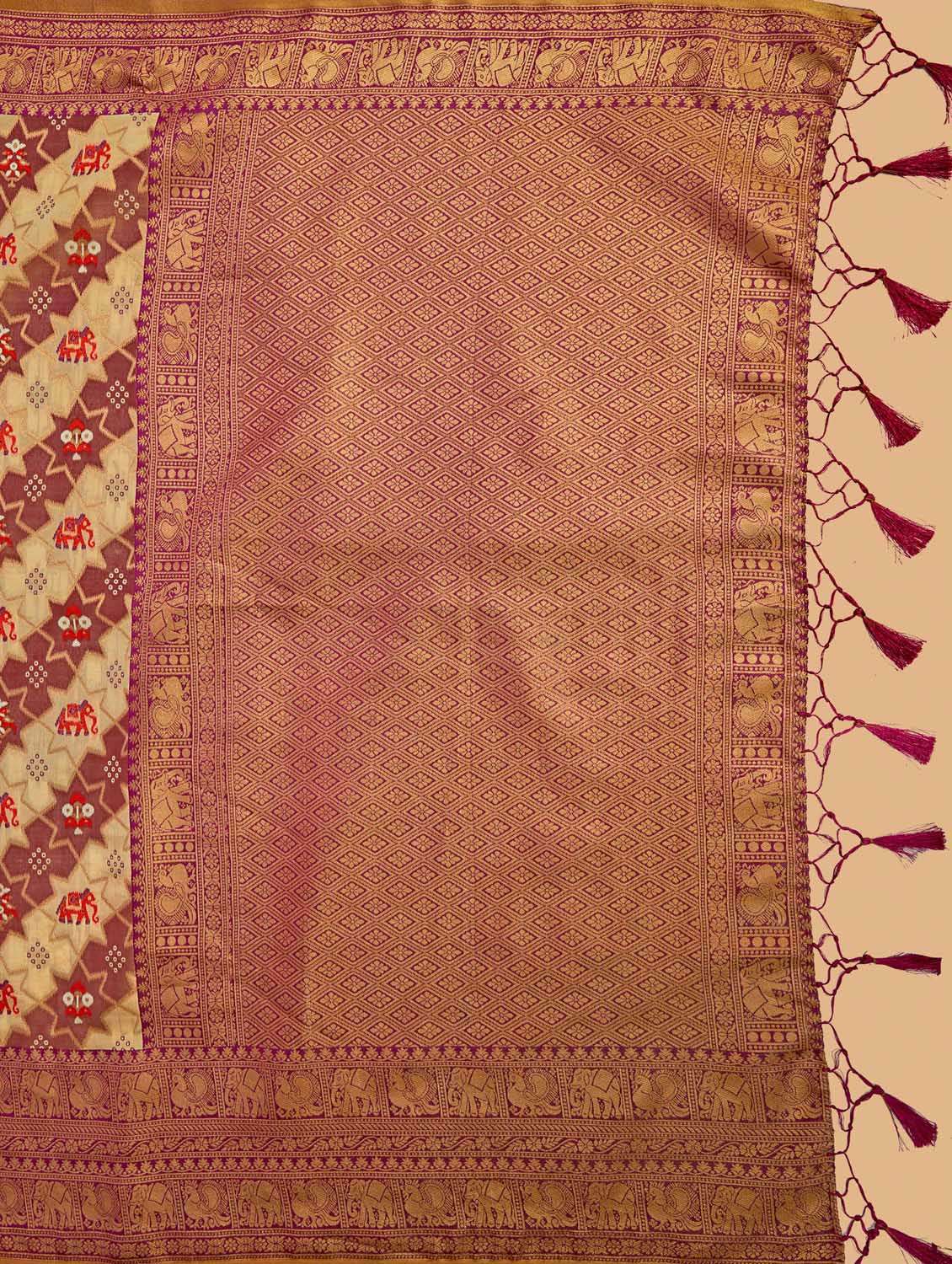 women's self design cream colored saree with blouse - 20305077 -  Standard Image - 5