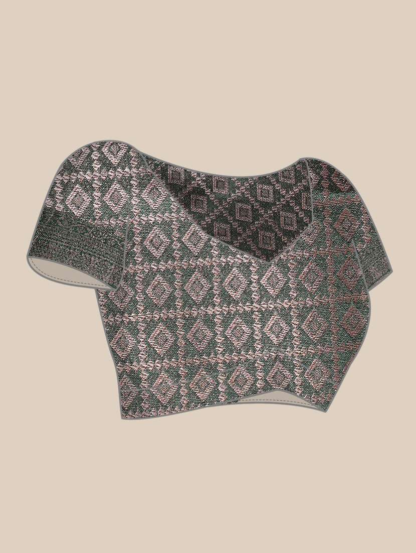 women's self design green colored saree with blouse - 20305138 -  Standard Image - 3