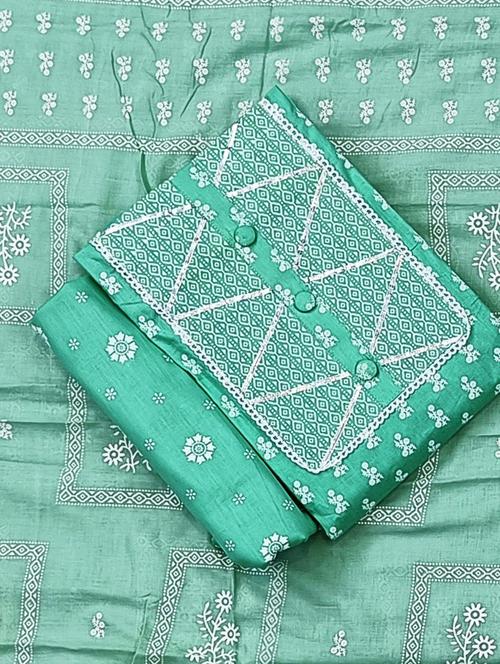 floral print cotton unstitched suit set - 20305402 -  Standard Image - 0