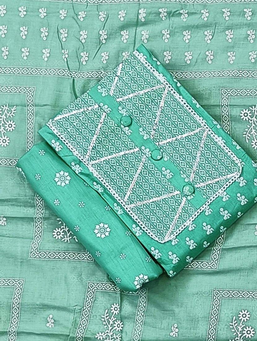 floral print cotton unstitched suit set - 20305402 -  Zoom Image - 0