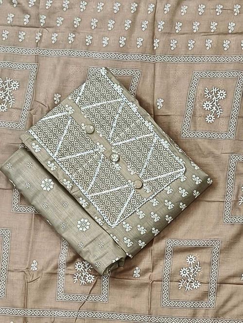 floral print cotton unstitched suit set - 20305404 -  Standard Image - 0