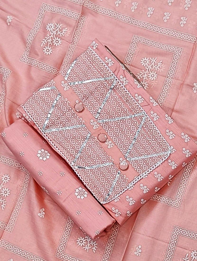 floral print cotton unstitched suit set - 20305405 - Zoom Image - 0