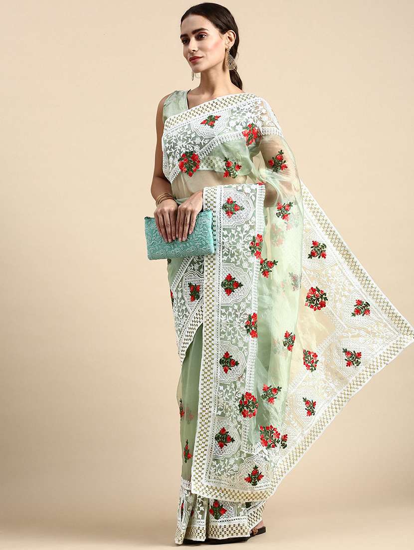 women's embroidered saree with blouse