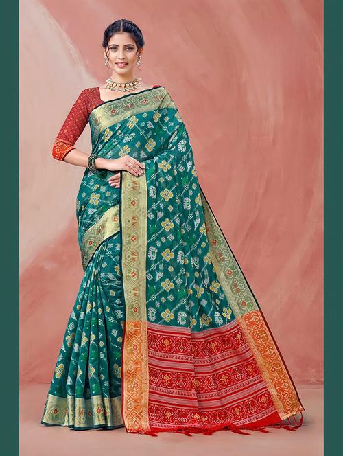 women's self design turquoise colored saree with blouse - 20305898 -  Standard Image - 0