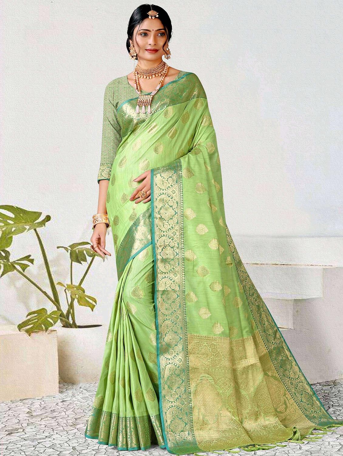 women's self design light green colored saree with blouse - 20306065 - Zoom Image - 0
