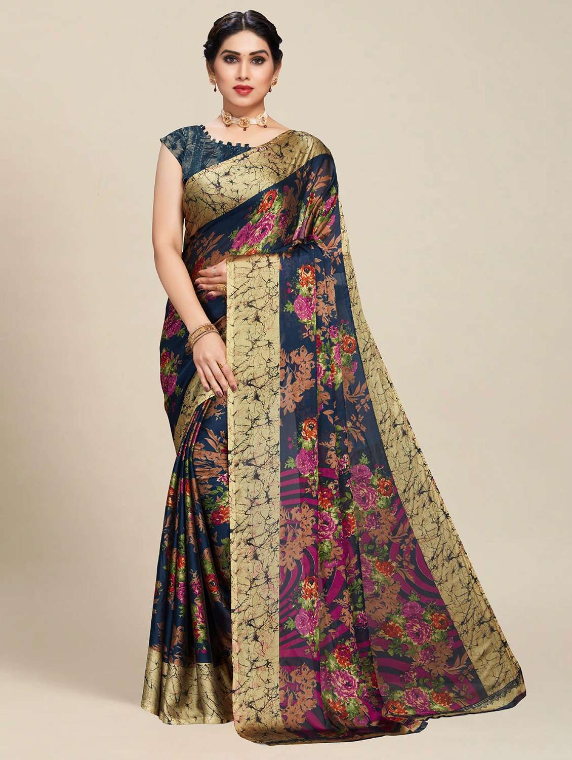 women's floral multi colored saree