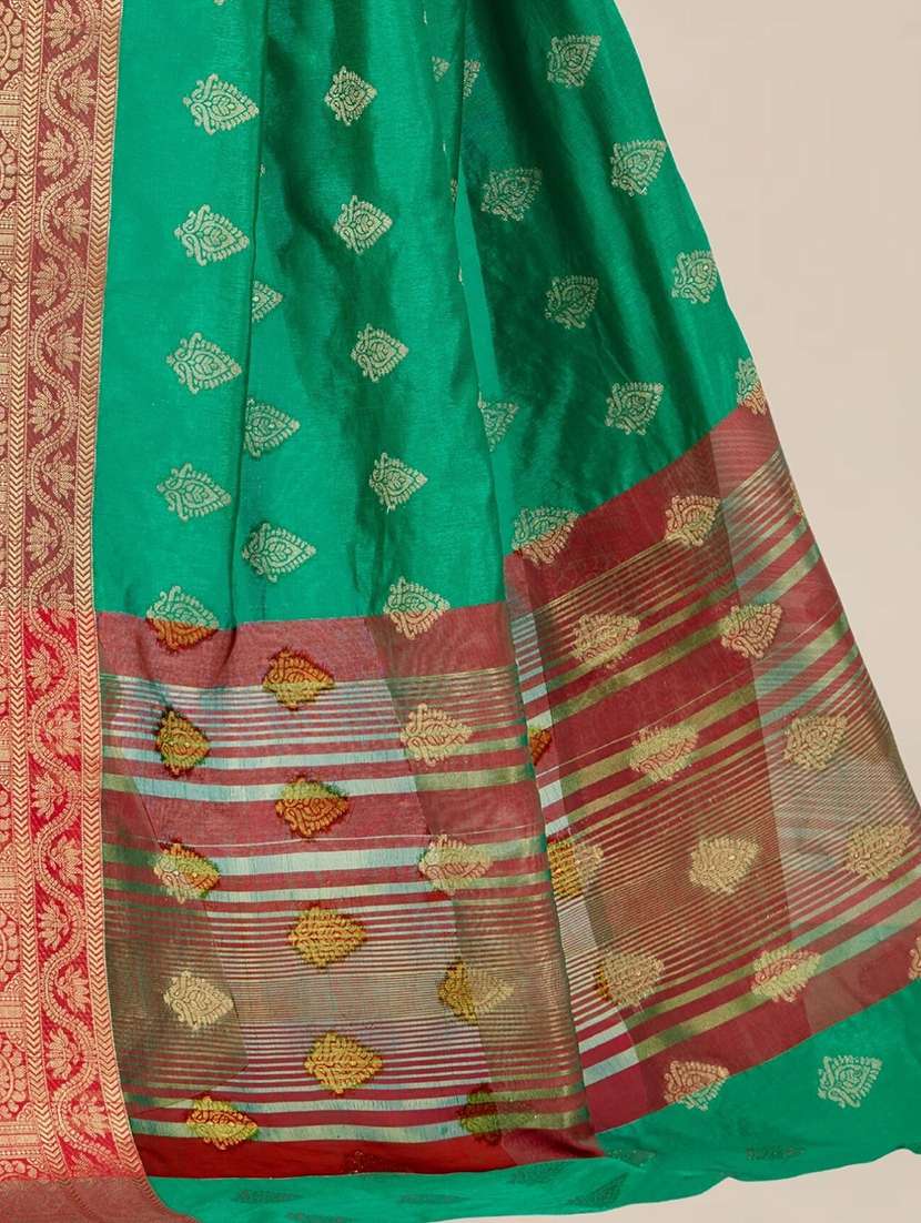 women's self design green colored saree with blouse - 20306149 - Standard Image - 3