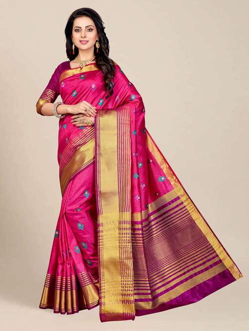 women's self design pink colored saree with blouse - 20306292 -  Standard Image - 0