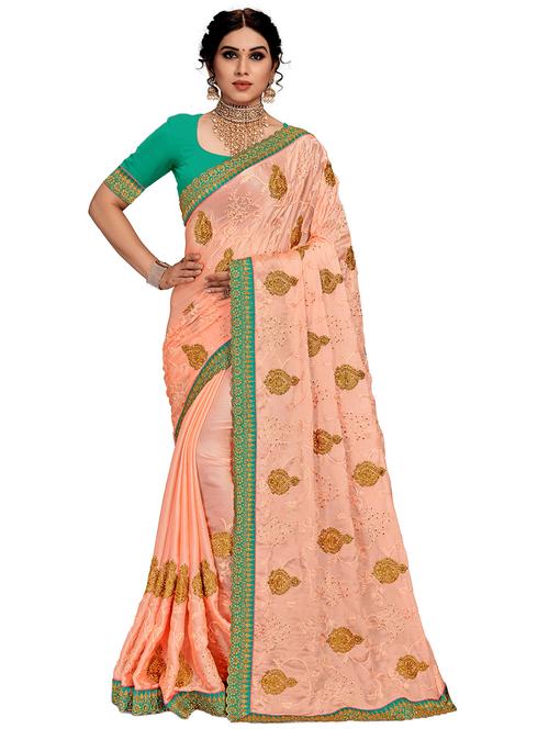 women's embroidered saree with blouse - 20306386 - Standard Image - 0